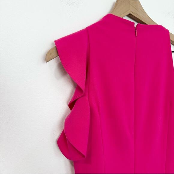 Black Halo Pabla Mini Asymmetrical Ruffle Dress Pink Sleeveless size 2 - Picture 6 of 9